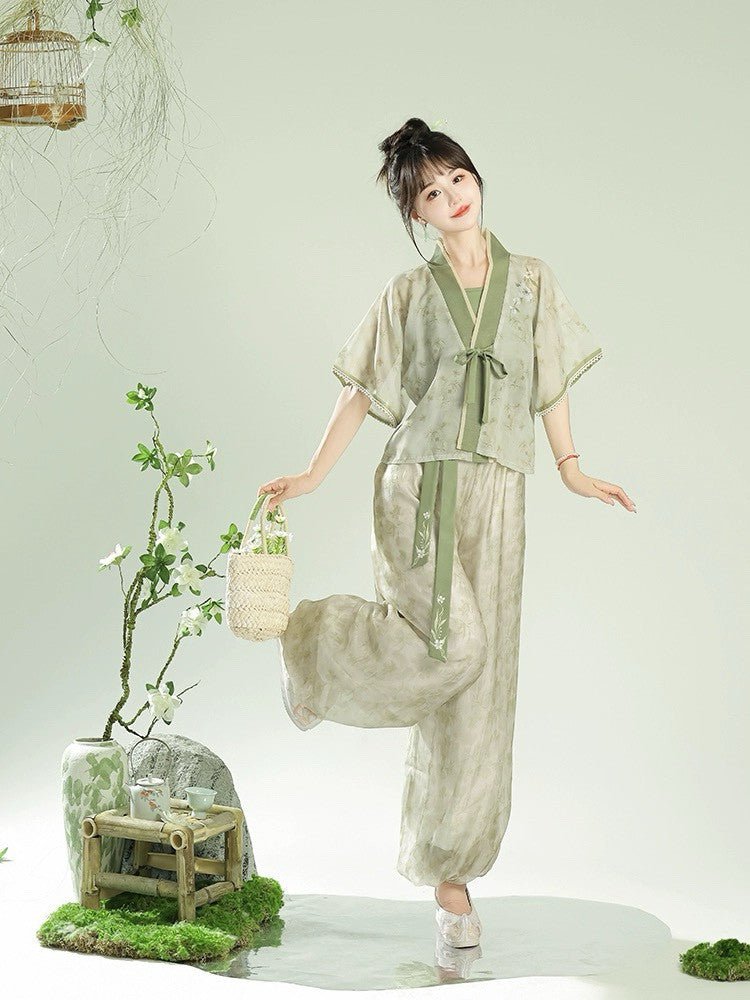 song dynasty women's summer hanfu cloth green camisole - Jianxi Hanfu