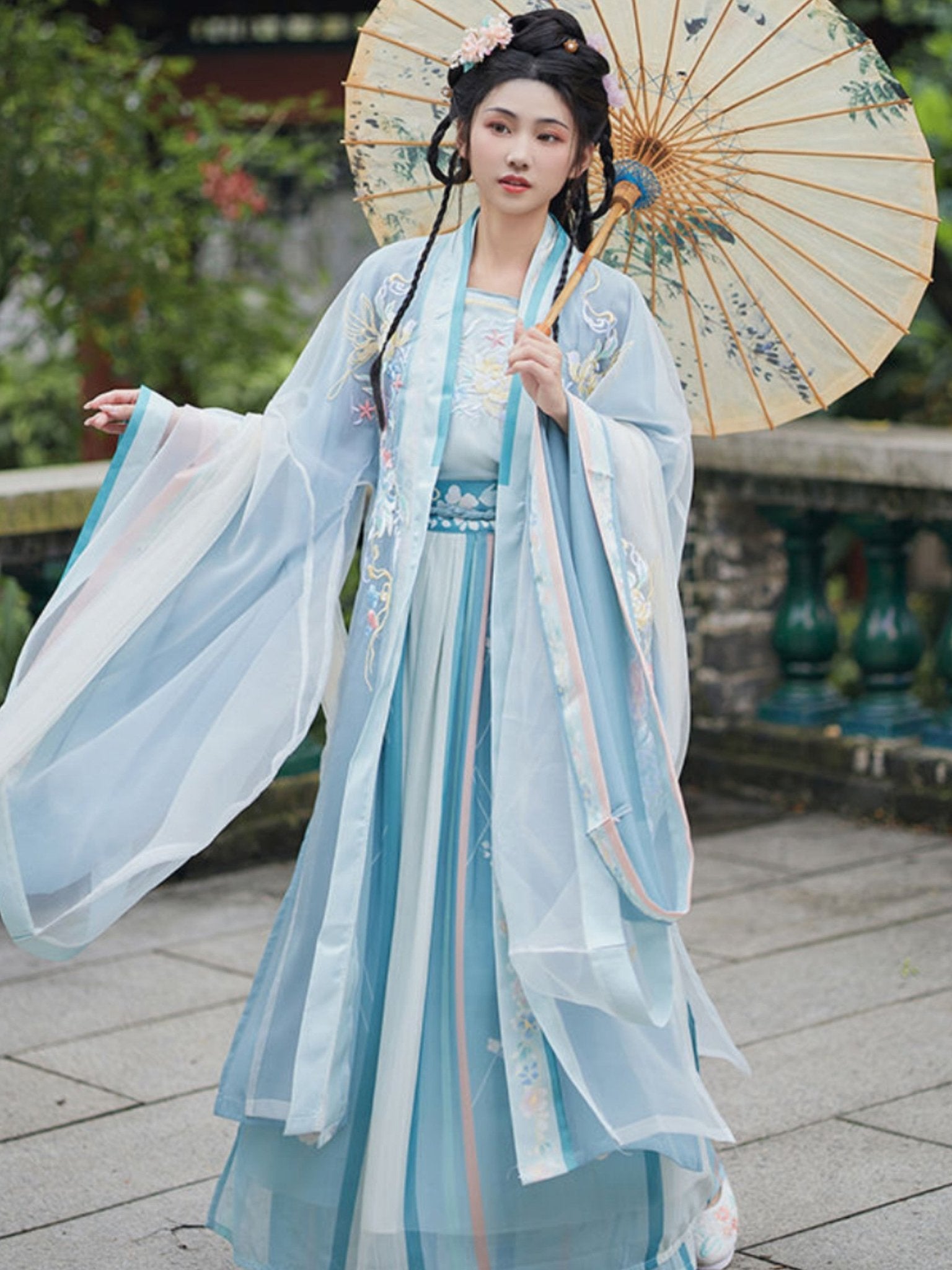 song dynasty women's plus size hanfu cloth blue ruqun dress - Jianxi Hanfu