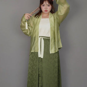 chinese song dynasty cloth women's plus size shoes green duijin shirt - Jianxi Hanfu