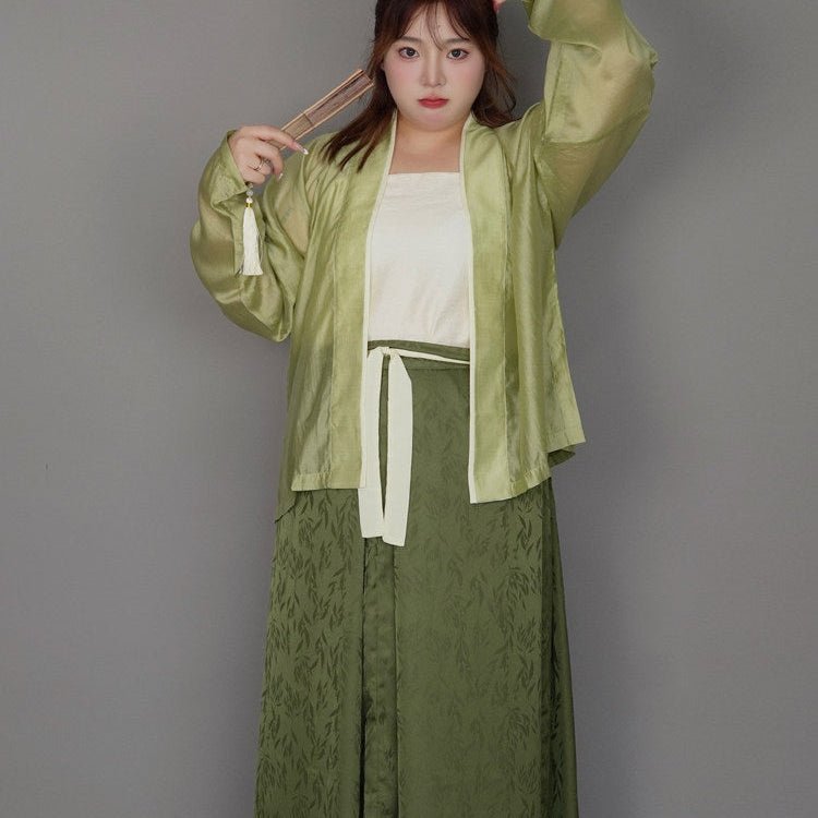 chinese song dynasty cloth women's plus size shoes green duijin shirt - Jianxi Hanfu