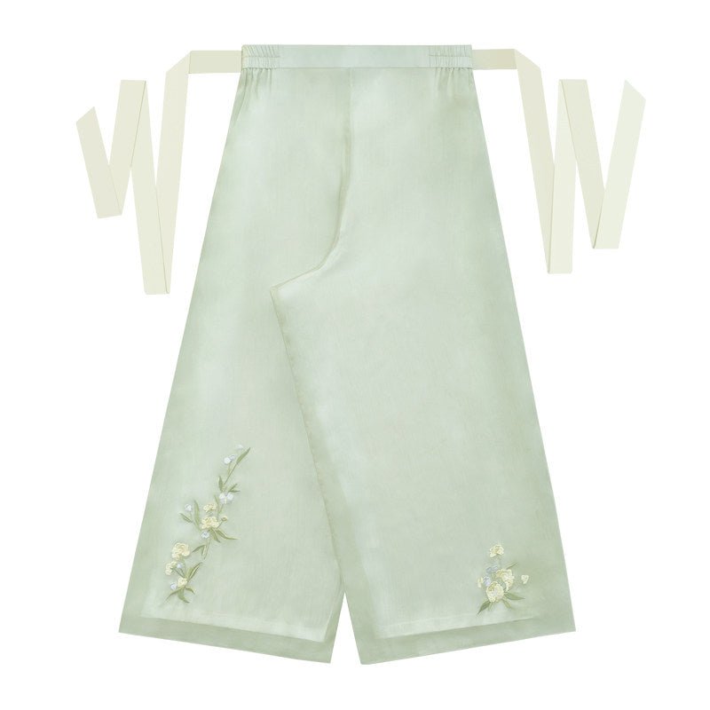 song dynasty women's plus size hanfu cloth green trousers - Jianxi Hanfu