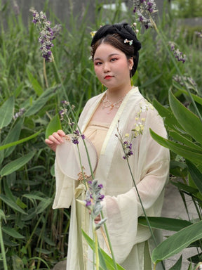 chinese women's plus size hanfu white beizi - Jianxi Hanfu