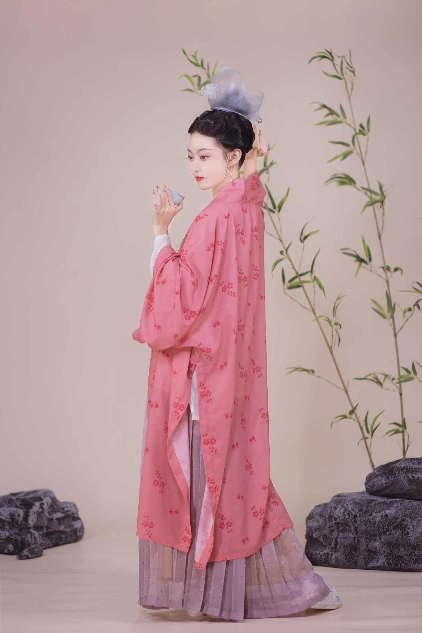 chinese song dynasty women's plus size hanfu pink beizi shirt - Jianxi Hanfu