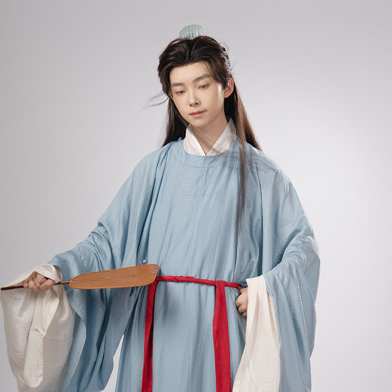 song dynasty cloth shoes men's hanfu blue robe - Jianxi Hanfu