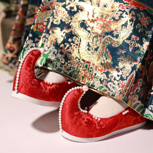 tang dynasty red hanfu shoes-Jianxi Hanfu
