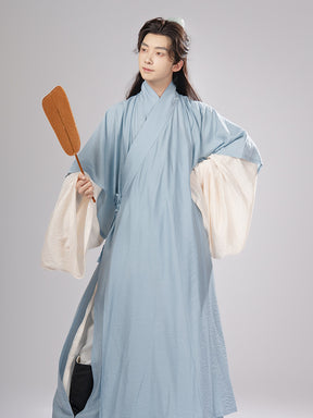 song dynasty men's hanfu cloth blue robe - Jianxi Hanfu