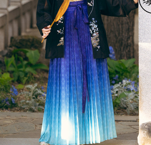 chinese song dynasty women's plus size hanfu blue baidie skirt ruqun dress - Jianxi Hanfu