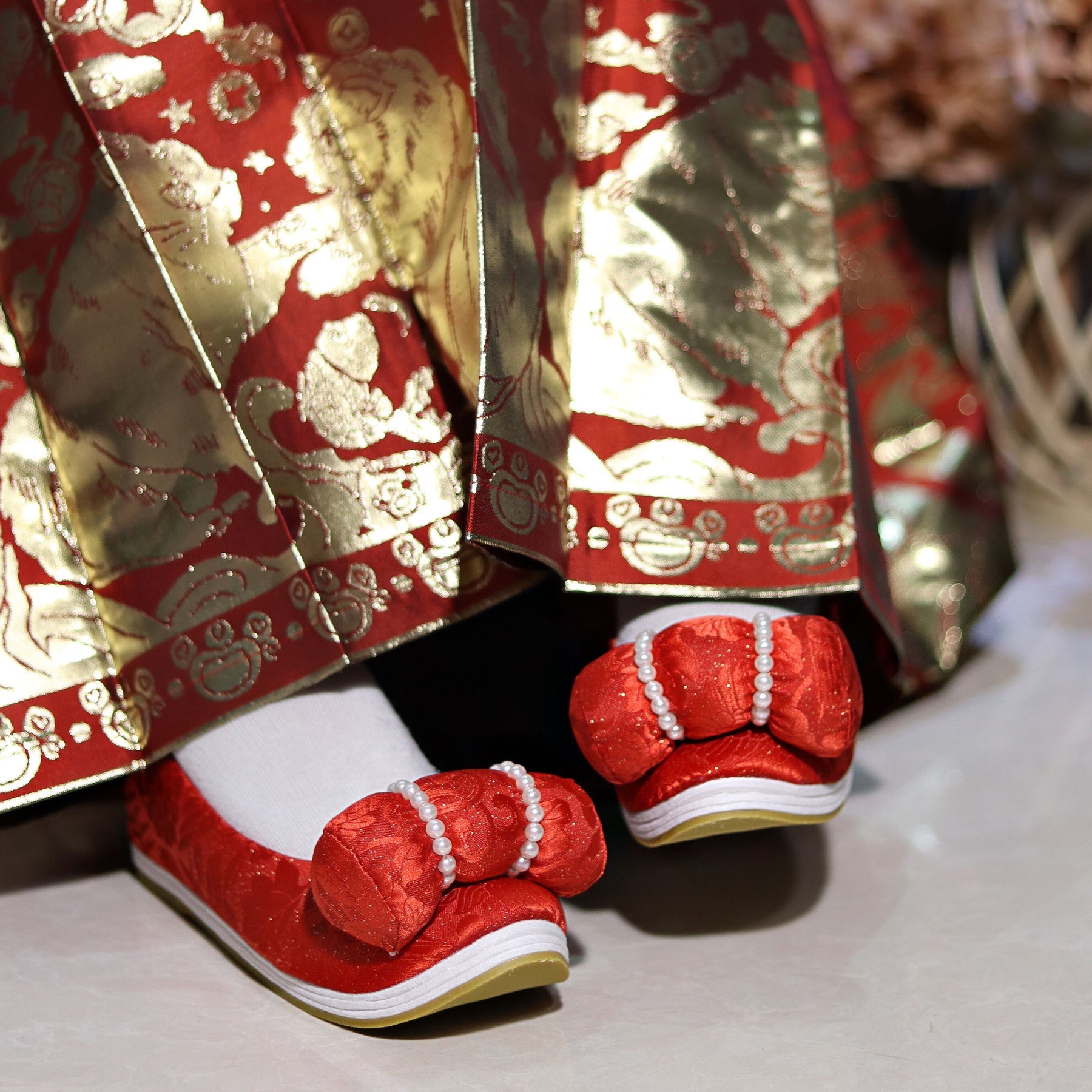 chinese traditional red shoes women's wddding shoes - Jianxi Hanfu