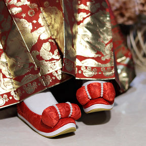 chinese traditional red shoes women's wddding shoes - Jianxi Hanfu
