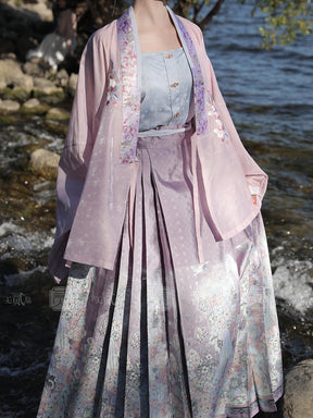 purple hanfu dress mamian skirt ming dynasty girls clothes-Jianxi Hanfu