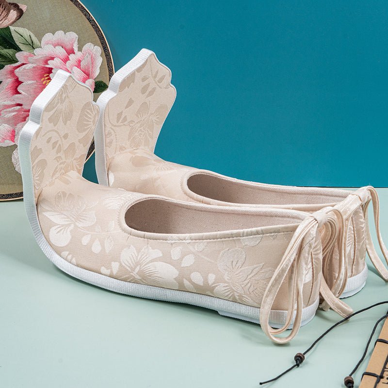 beige chinese shoes tang dynasty hanfu shoes-Jianxi Hanfu