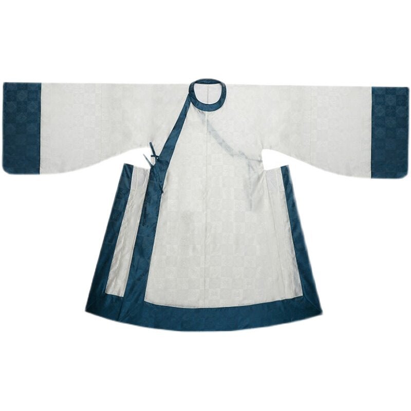 Chinese men's lhanfu anshan robe blue summer graduation dress - Jianxi Hanfu