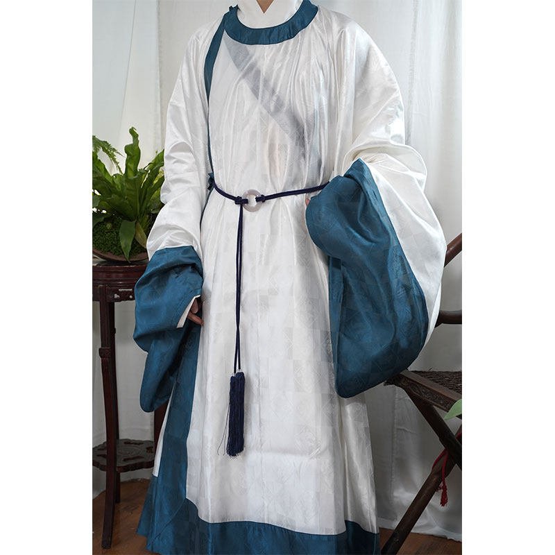 Chinese hanfu men's lanshan robe white summer graduation dress - Jianxi Hanfu