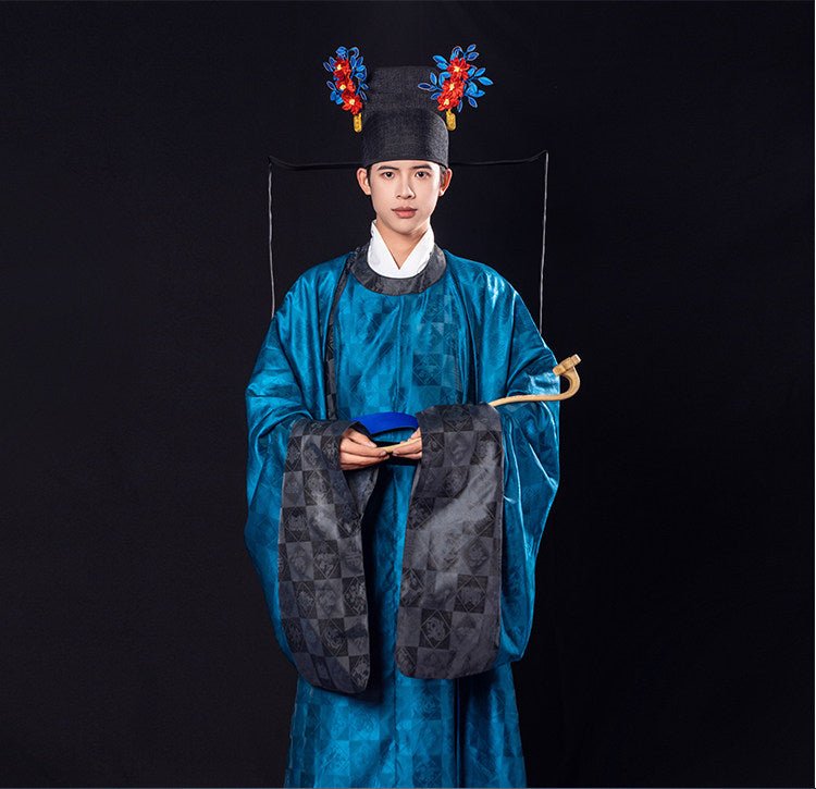 Chinese hanfu men's lanshan robe blue summer graduation dress - Jianxi Hanfu