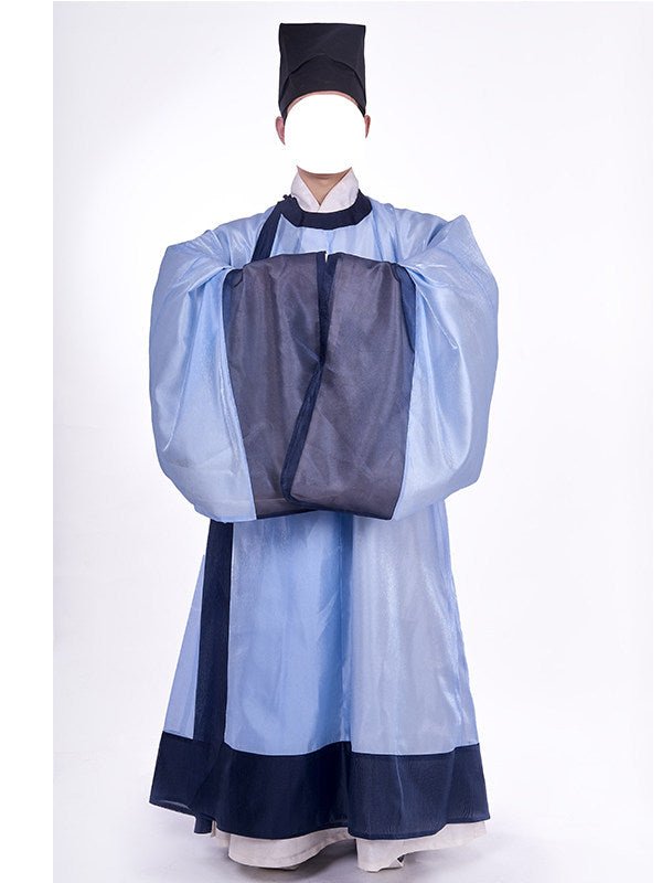 ming dynasty men's summer hanfu blue lanshan robe - Jianxi Hanfu