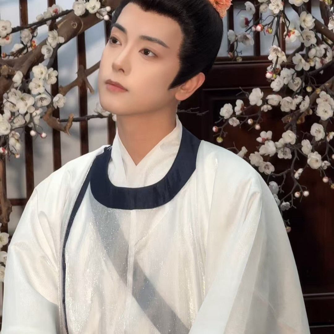 ming dynasty men's hanfu white lanshan robe - Jianxi Hanfu