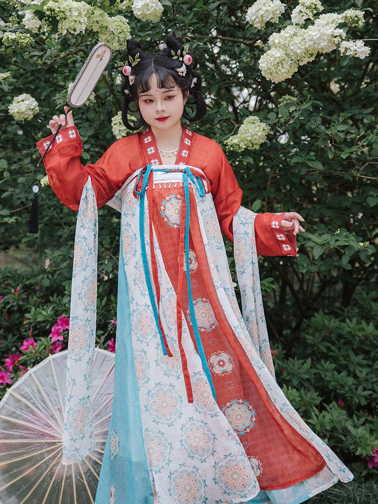 chinese style women's summer plus size red shirt hanfu ruqun dress - Jianxi Hanfu