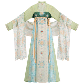 women's tang dynasty summer plus size green blue hanfu ruqun dress - Jianxi Hanfu