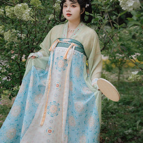 women's tang dynasty summer plus size blue hanfu ruqun dress - Jianxi Hanfu