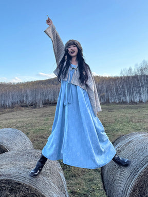 chinese style women's autumn oversized blue camisole ruqun dress - Jianxi Hanfu