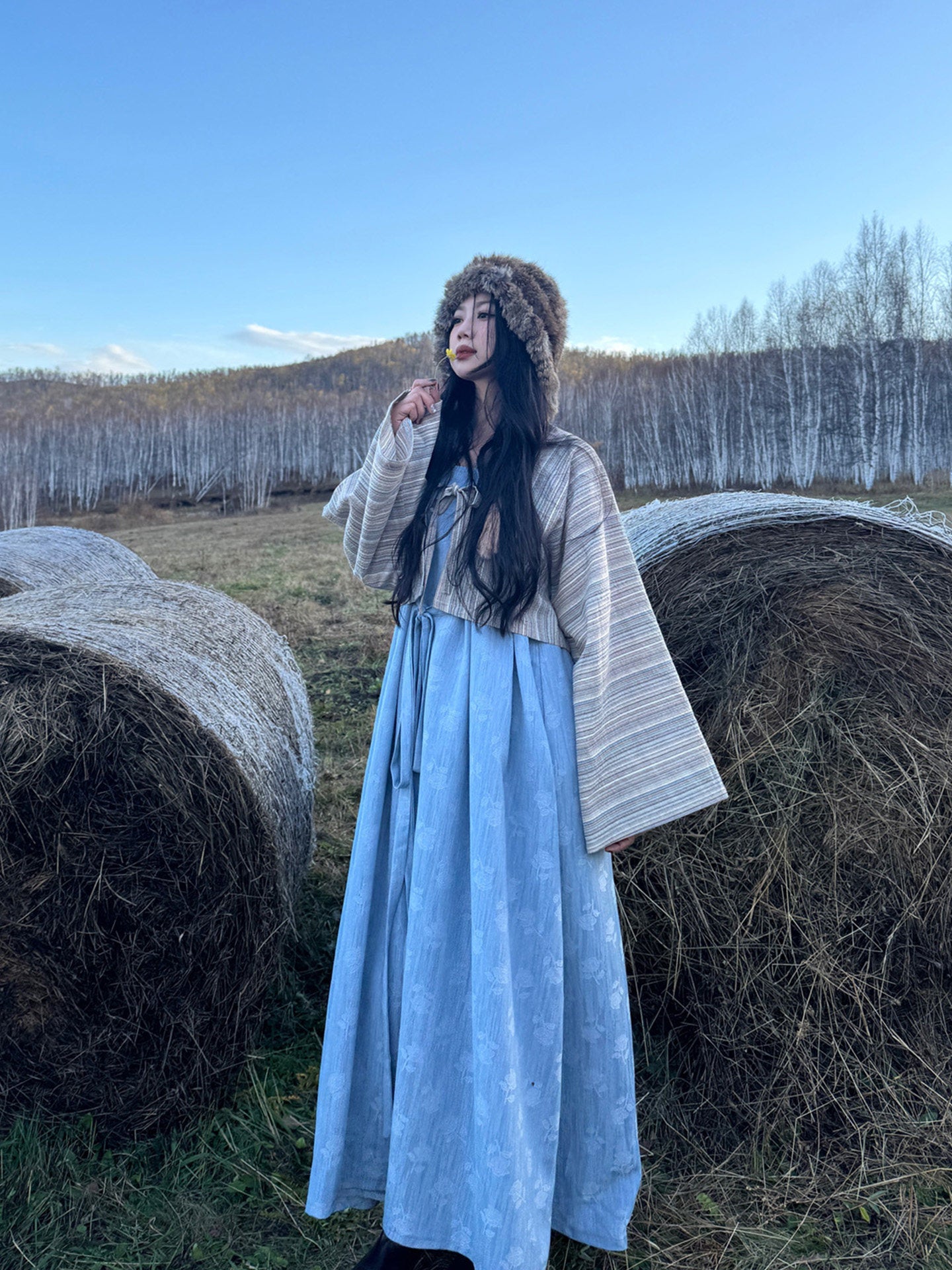 chinese tang dynasty women's autumn plus size grey shirt - Jianxi Hanfu