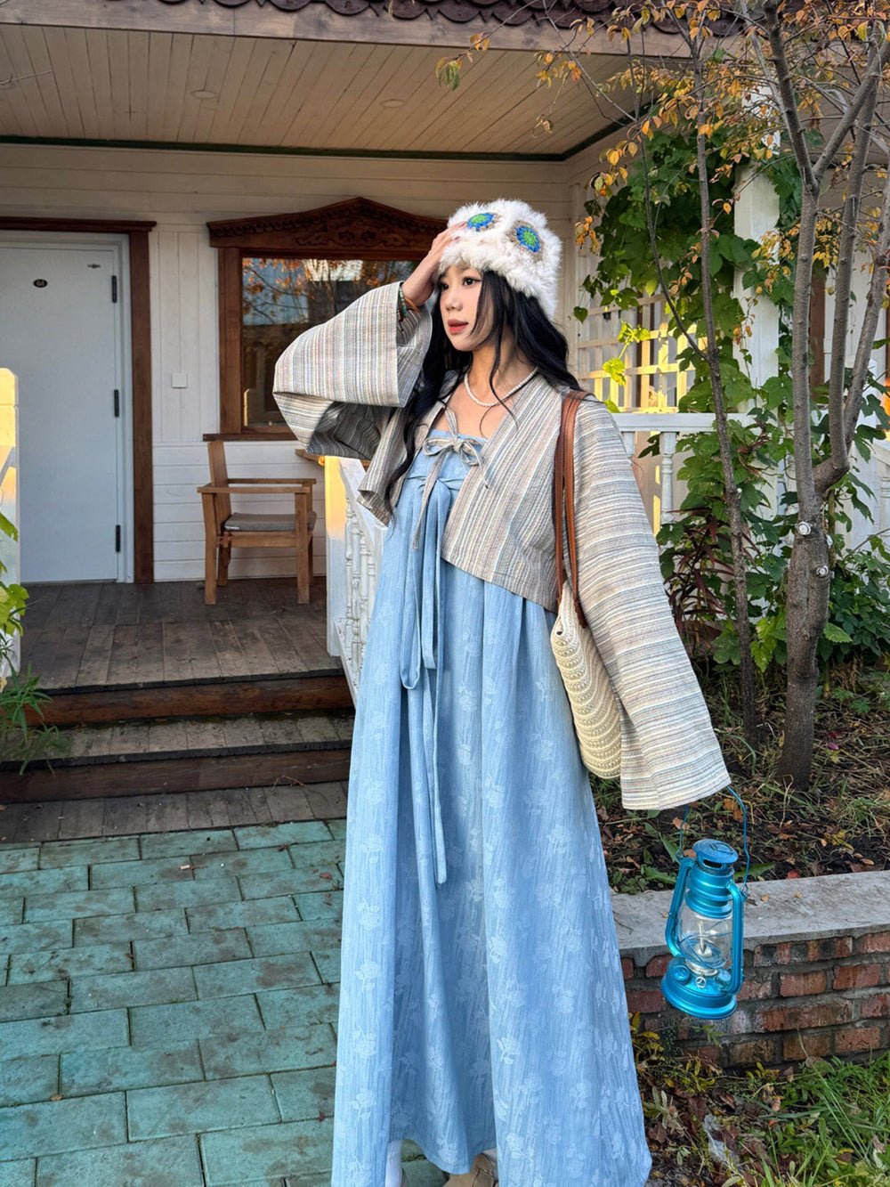 chinese tang dynasty women's spring plus size blue ruqun dress - Jianxi Hanfu