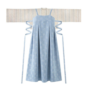 chinese style women's spring autumn plus size blue ruqun dress - Jianxi Hanfu