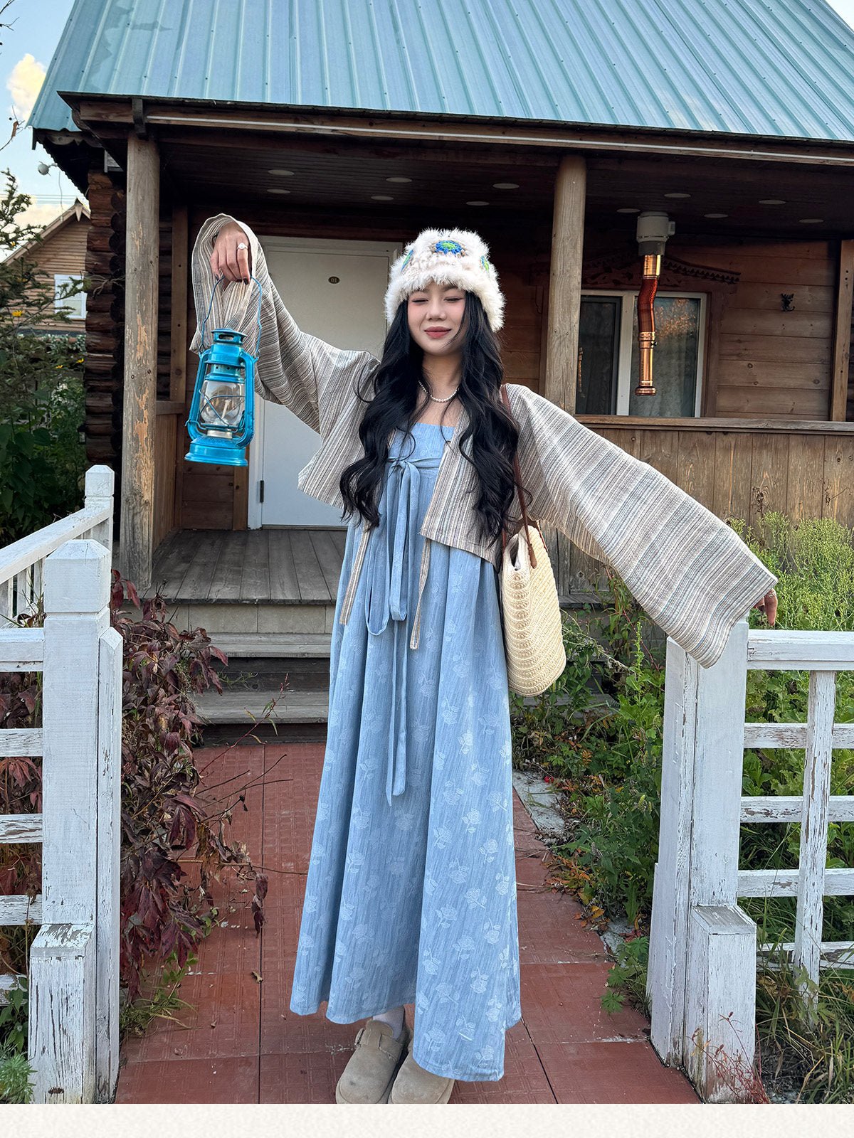 chinese tang dynasty women's autumn plus size blue camisole ruqun dress - Jianxi Hanfu