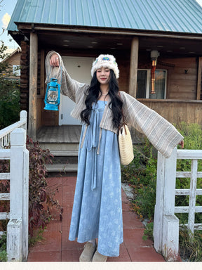 chinese tang dynasty women's autumn plus size blue camisole ruqun dress - Jianxi Hanfu