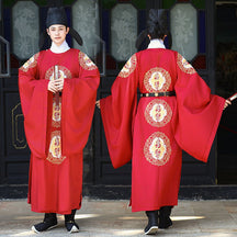 tang dynasty cloth shoes men's hanfu red imperial dragon robe - Jianxi Hanfu