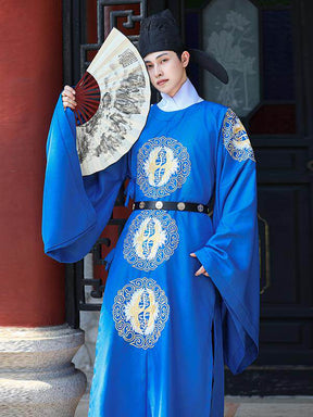 song dynasty cloth shoes men's light blue wedding hanfu robe - Jianxi Hanfu