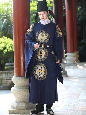 song dynasty cloth shoes men's dark blue wedding hanfu robe - Jianxi Hanfu