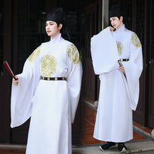 tang dynasty men's hanfu white robe clothes imperial dragon hanfu - Jianxi Hanfu
