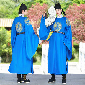 tang dynasty men's hanfu blue robe clothes imperial dragon hanfu robe- Jianxi Hanfu