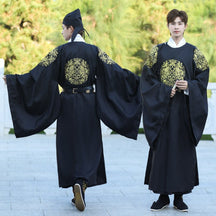 tang dynasty men's hanfu black robe clothes imperial dragon hanfu robe- Jianxi Hanfu