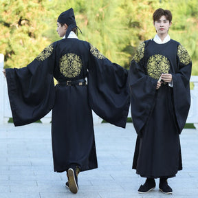 tang dynasty men's hanfu black robe clothes imperial dragon hanfu robe- Jianxi Hanfu