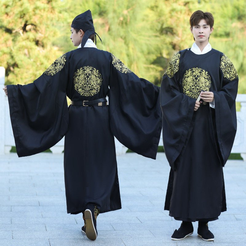 tang dynasty men's hanfu black robe clothes imperial dragon hanfu robe- Jianxi Hanfu