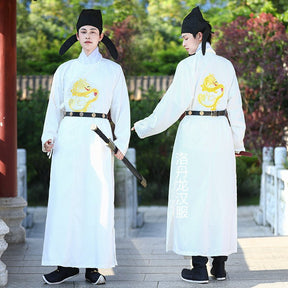 tang dynasty men's white hanfu clothes imperial robe - Jianxi Hanfu