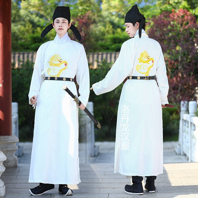 tang dynasty men's white hanfu clothes imperial robe - Jianxi Hanfu