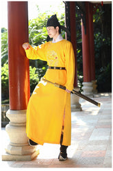 tang dynasty men's yellow hanfu clothes imperial robe - Jianxi Hanfu