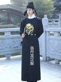 tang dynasty men's black hanfu clothes imperial robe - Jianxi Hanfu