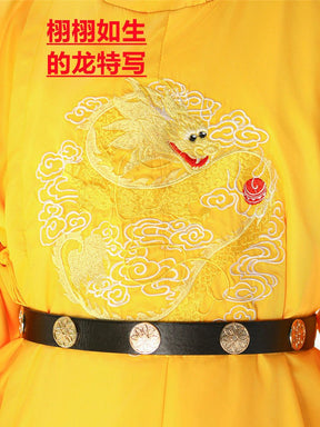 tang dynasty men's hanfu yellow imperial robe dragon pattern- Jianxi Hanfu
