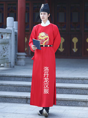tang dynasty men's red hanfu wedding clothes imperial robe - Jianxi Hanfu