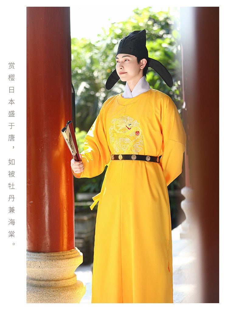 tang dynasty men's yellow hanfu imperial robe wedding clothes- Jianxi Hanfu
