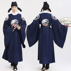 song dynasty cloth shoes men's blue hanfu robe - Jianxi Hanfu