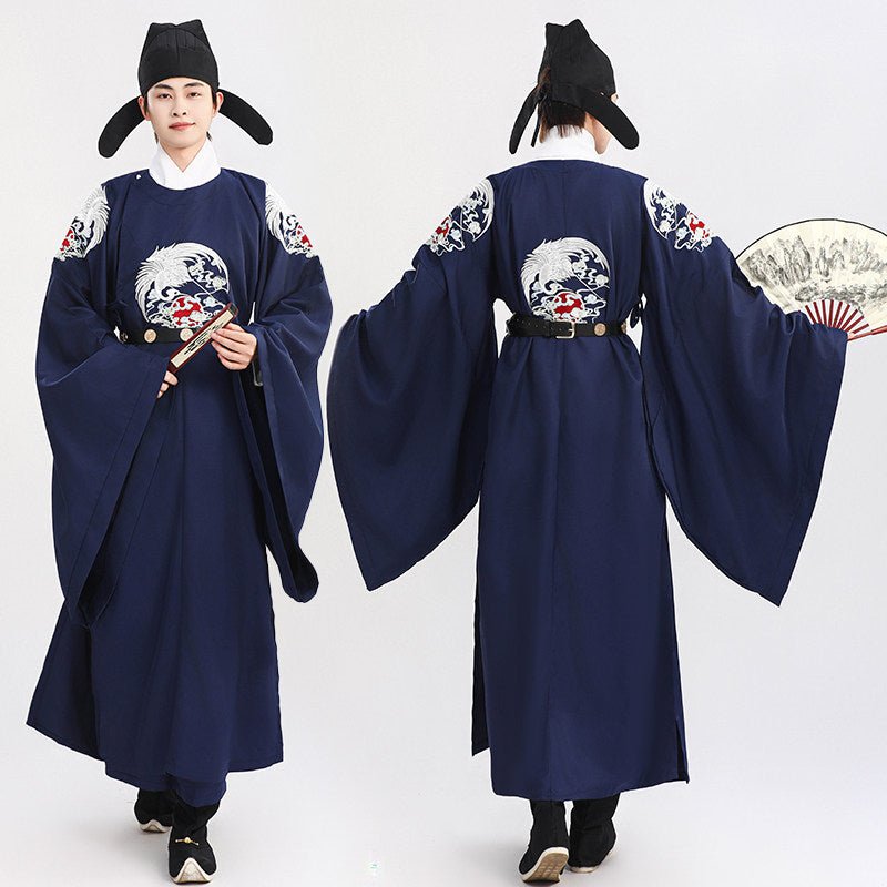 song dynasty cloth shoes men's blue hanfu robe - Jianxi Hanfu