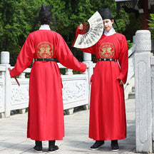 song dynasty cloth shoes men's red wedding hanfu robe - Jianxi Hanfu