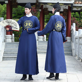 song dynasty cloth shoes men's blue wedding hanfu robe - Jianxi Hanfu