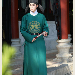 tang dynasty men's green hanfu robe - Jianxi Hanfu