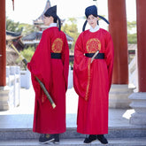 tang dynasty men's hanfu red robe clothes imperial dragon robe - Jianxi Hanfu